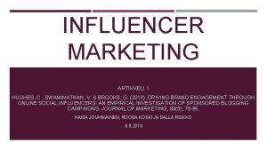 INFLUENCER MARKETING ARTIKKELI 1 HUGHES C SWAMINATHAN V