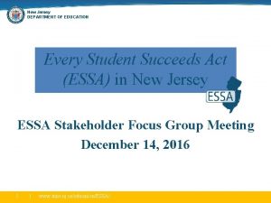 New Jersey DEPARTMENT OF EDUCATION Every Student Succeeds