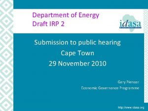 Department of Energy Draft IRP 2 Submission to