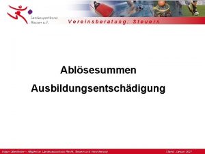 Vereinsberatung Steuern Ablsesummen Ausbildungsentschdigung Edgar Oberlnder Mitglied im