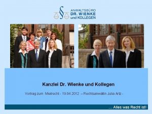 Kanzlei Dr Wienke und Kollegen Vortrag zum Mietrecht