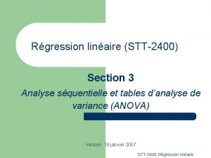 Rgression linaire STT2400 Section 3 Analyse squentielle et