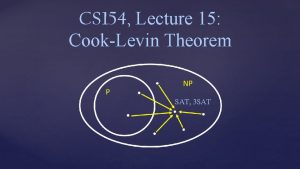 CS 154 Lecture 15 CookLevin Theorem SAT 3