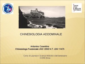 CHINESIOLOGIA ADDOMINALE Antonino Cosentino Chinesiologo Funzionale UNC 2058