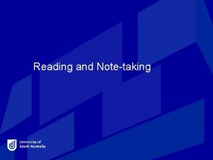 Reading and Notetaking Copyright COMMONWEALTH OF AUSTRALIA Copyright