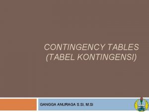 CONTINGENCY TABLES TABEL KONTINGENSI GANGGA ANURAGA S Si