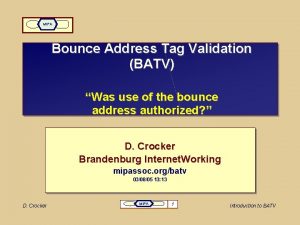 MIPA Bounce Address Tag Validation BATV Was use