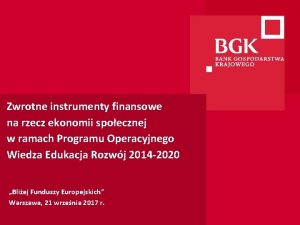 Zwrotne instrumenty finansowe na rzecz ekonomii spoecznej w