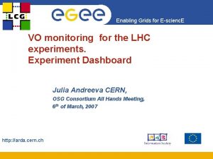 Enabling Grids for Escienc E VO monitoring for