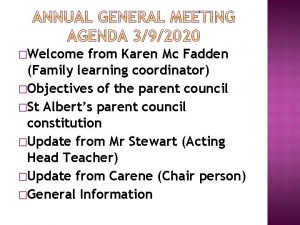 Welcome from Karen Mc Fadden Family learning coordinator