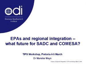 EPAs and regional integration what future for SADC