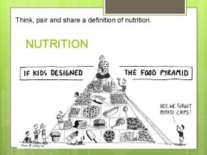 Think pair and share a definition of nutrition