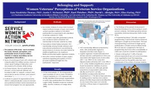 Belonging and Support Women Veterans Perceptions of Veteran