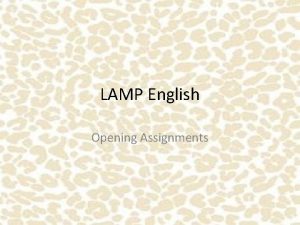 LAMP English Opening Assignments Making Inferences Always title