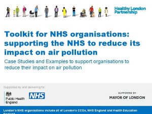 Toolkit for NHS organisations supporting the NHS to