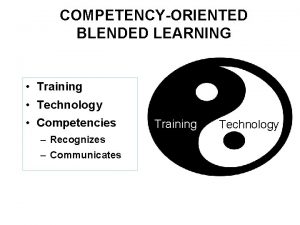 COMPETENCYORIENTED BLENDED LEARNING Training Technology Competencies Recognizes Communicates