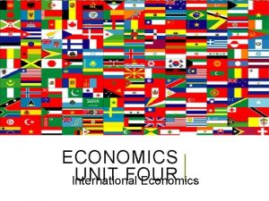 ECONOMICS UNIT FOUR International Economics OPENER MONDAY ND