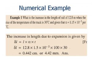 Numerical Example Numerical Example What should be the