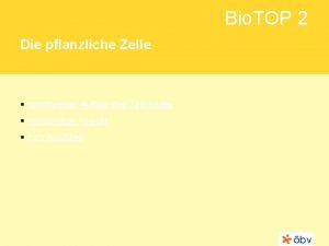 Bio TOP 2 Die pflanzliche Zelle schrittweiser Aufbau