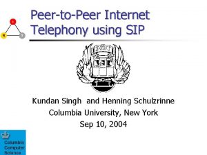 PeertoPeer Internet Telephony using SIP Kundan Singh and