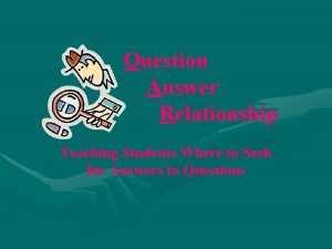 Question Answer Relationship Teaching Students Where to Seek