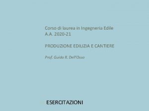 Corso di laurea in Ingegneria Edile A A