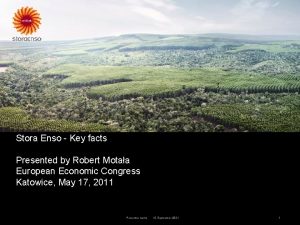 Stora Enso Key facts Presented by Robert Motaa