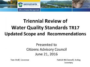 Triennial Review of Water Quality Standards TR 17