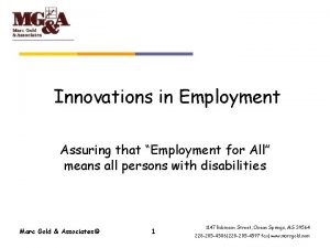 Innovations in Employment Assuring that Employment for All