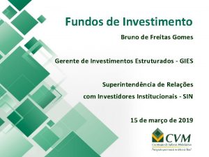 Fundos de Investimento Bruno de Freitas Gomes Gerente