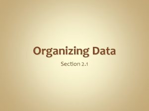 Organizing Data Section 2 1 Organize Qualitative Data