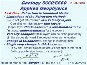 Geology 56606660 Applied Geophysics 2 Feb 2018 Last