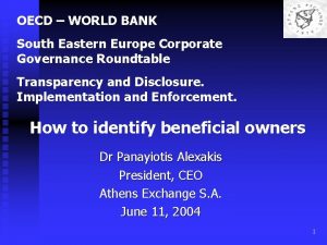 OECD WORLD BANK South Eastern Europe Corporate Governance