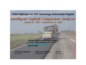 FHWA Highways For LIFE Technology Partnerships Program Intelligent