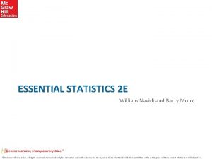 ESSENTIAL STATISTICS 2 E William Navidi and Barry