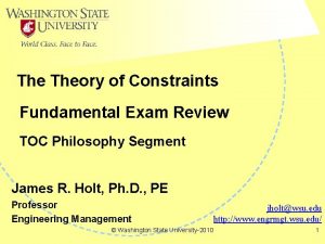 The Theory of Constraints Fundamental Exam Review TOC