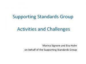 Supporting Standards Group Activities and Challenges Marina Signore