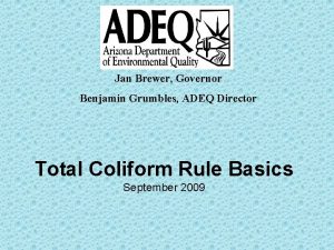 Jan Brewer Governor Benjamin Grumbles ADEQ Director Total