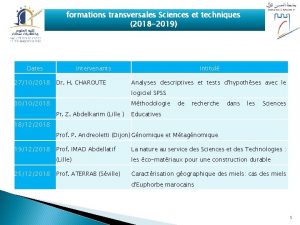 formations transversales Sciences et techniques 2018 2019 Dates