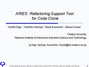 ARIES Refactoring Support Tool for Code Clone Yoshiki