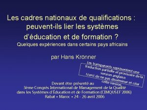 Les cadres nationaux de qualifications peuventils lier les