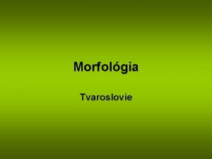 Morfolgia Tvaroslovie Obsah Gramatick tvar slova Slovn druhy