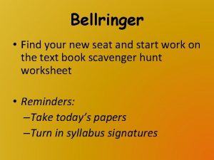 Bellringer Find your new seat and start work