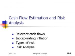 Cash Flow Estimation and Risk Analysis n n