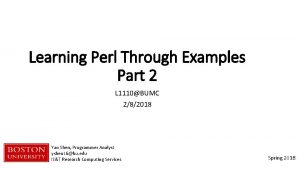 Learning Perl Through Examples Part 2 L 1110BUMC