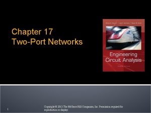 Chapter 17 TwoPort Networks 1 Copyright 2013 The