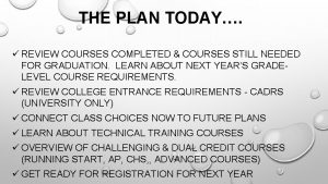 THE PLAN TODAY REVIEW COURSES COMPLETED COURSES STILL