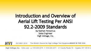 Introduction and Overview of Aerial Lift Testing Per