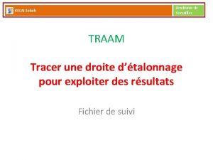 Acadmie de Versailles KELAI Sabah TRAAM Tracer une