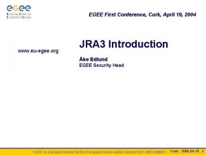 EGEE First Conference Cork April 19 2004 www